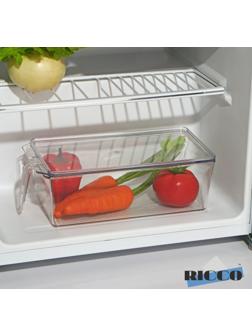 Контейнер для холодильника с крышкой и ручкой RICCO, 32×14,5×10 см, цвет прозрачный