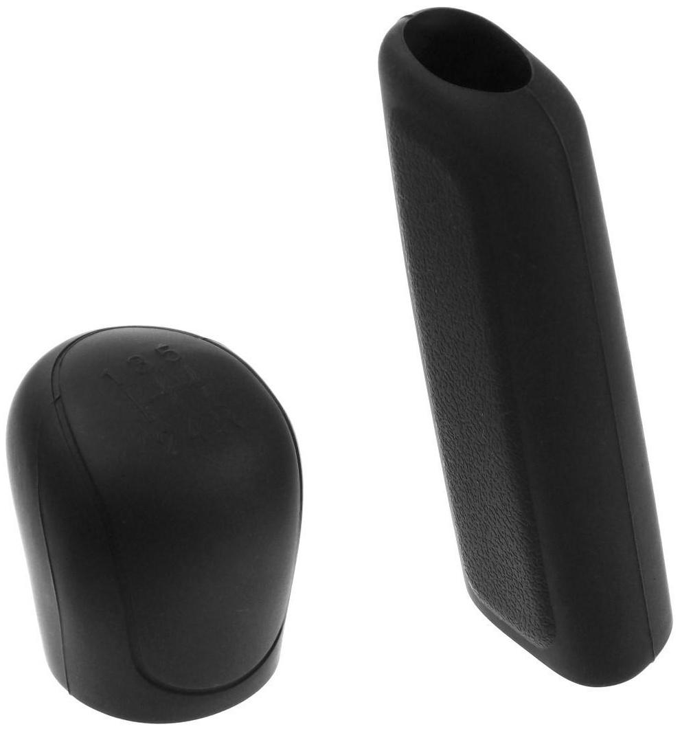 Чехол на ручку КПП, ручник, черный, набор 2 шт