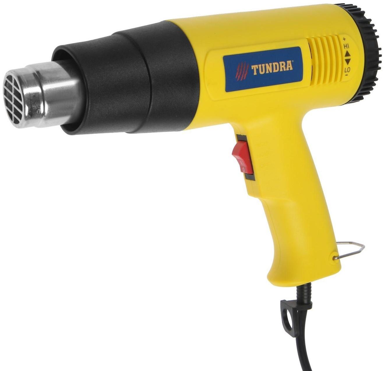 Строительный фен ТУНДРА, 2000 Вт, 250-500 л/мин, плавная регулировка температуры 60-600°С