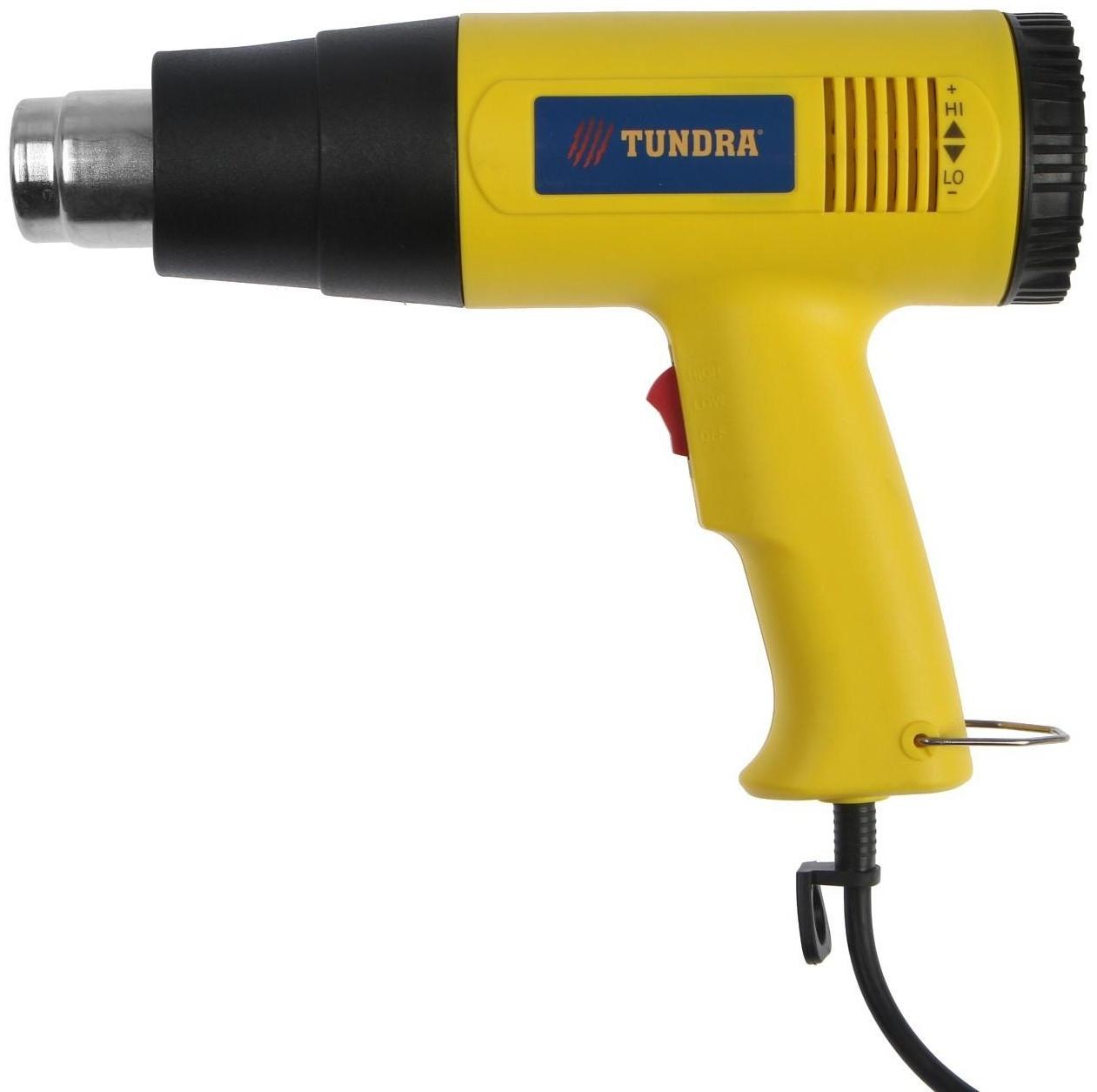 Строительный фен ТУНДРА, 2000 Вт, 250-500 л/мин, плавная регулировка температуры 60-600°С