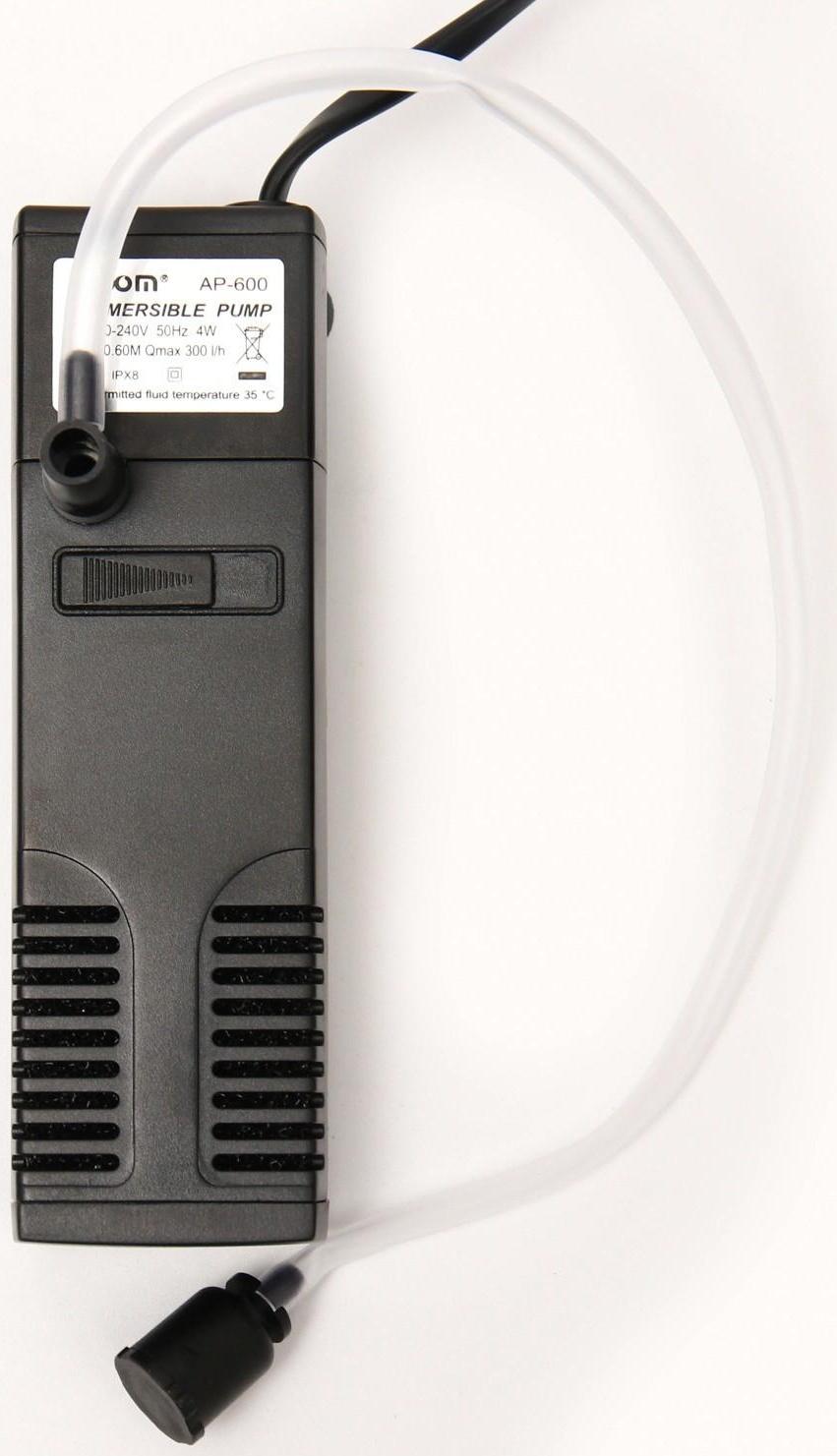 Внутренний фильтр Hidom AP-600L, 300 л/ч, 4 Вт, с дождевальной флейтой
