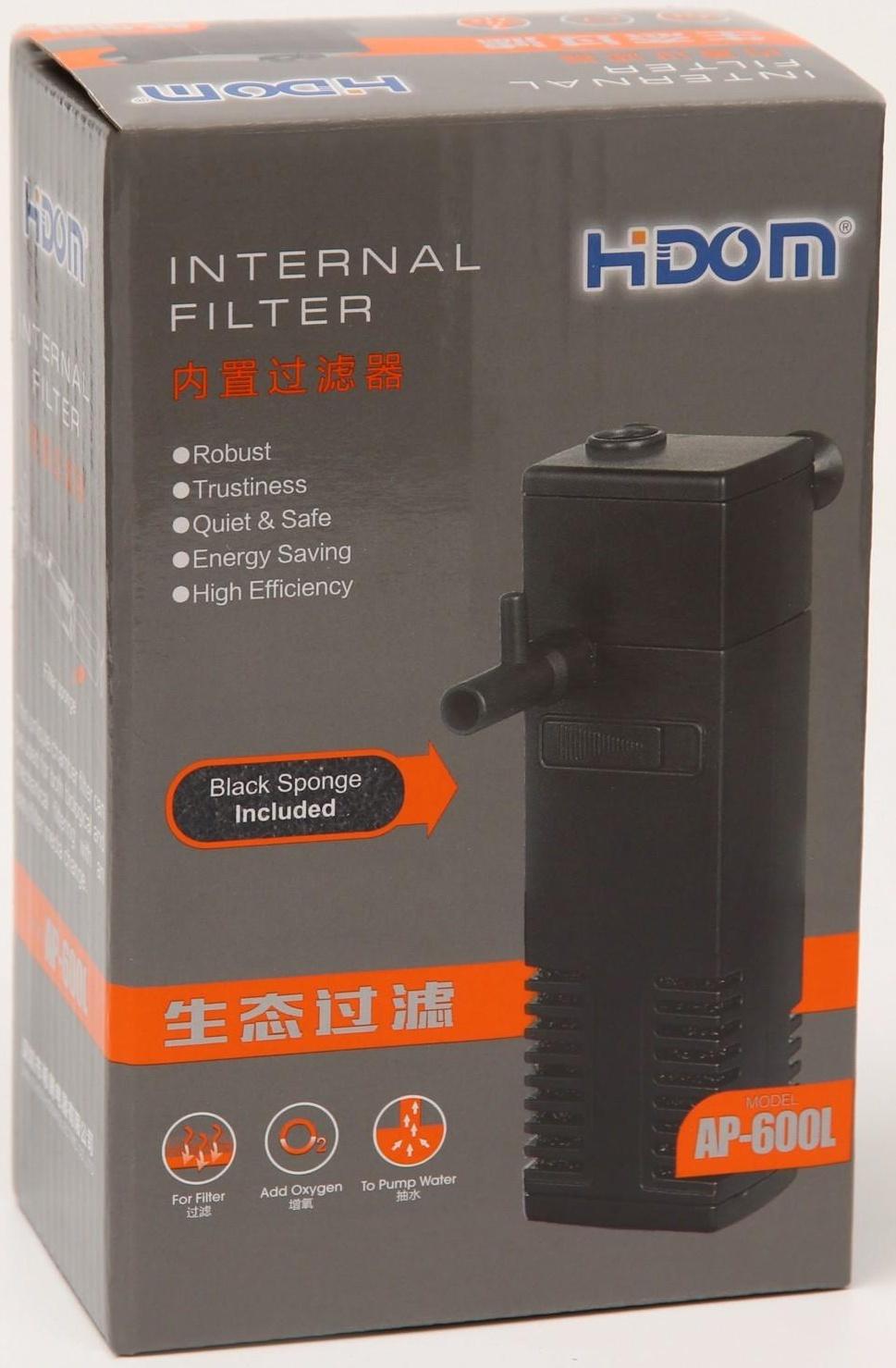 Внутренний фильтр Hidom AP-600L, 300 л/ч, 4 Вт, с дождевальной флейтой