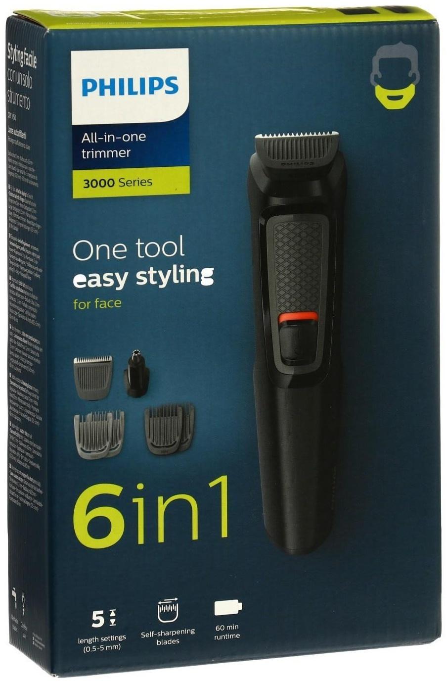 Мультитриммер Philips MG3710/15, 6 в 1, для лица, 0.5-5 мм, АКБ, чёрный