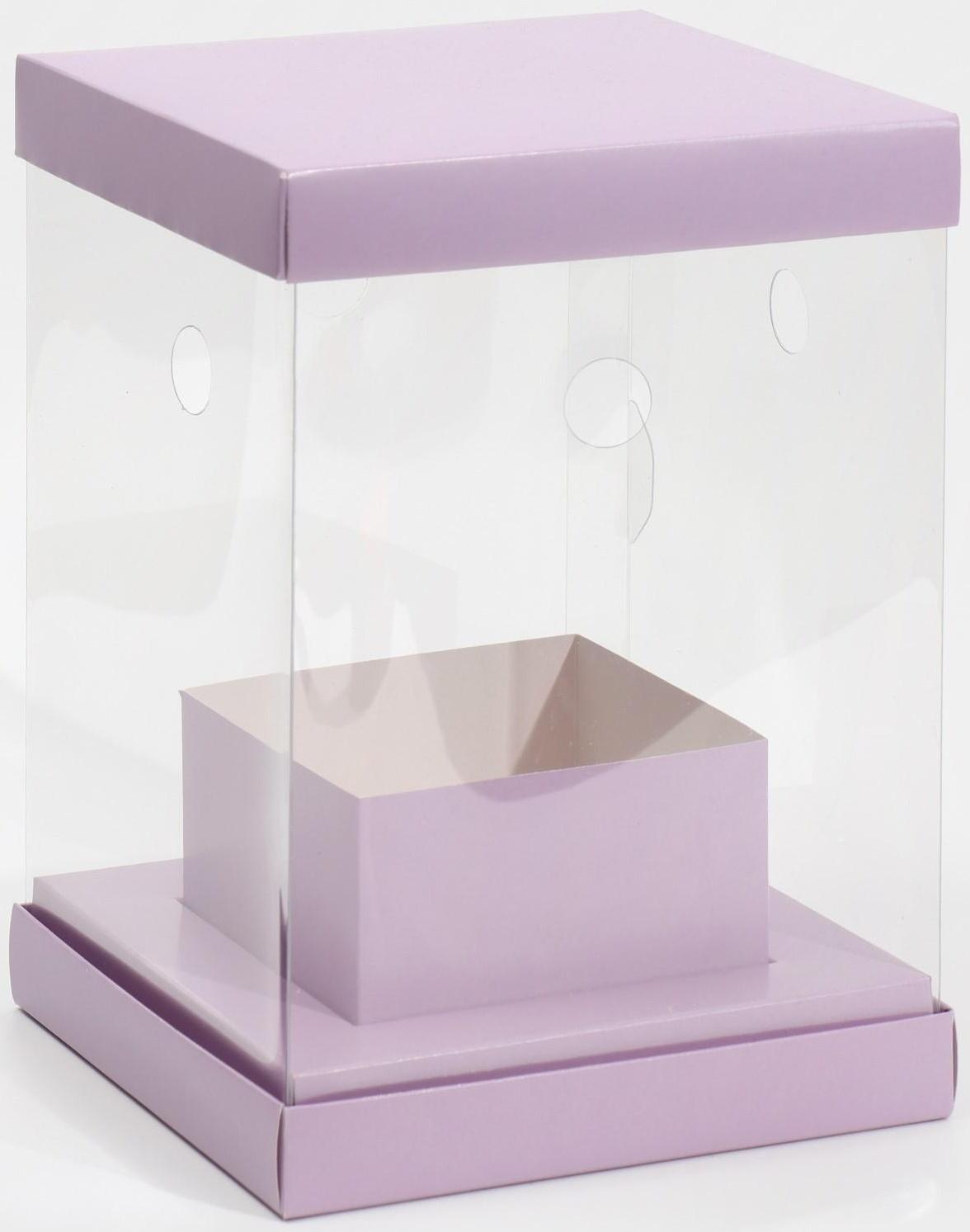 Коробка для цветов с вазой и PVC окнами складная «Лаванда», 16 х 23 х 16 см