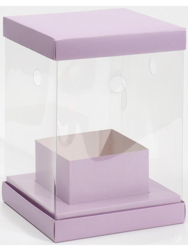 Коробка для цветов с вазой и PVC окнами складная «Лаванда», 16 х 23 х 16 см