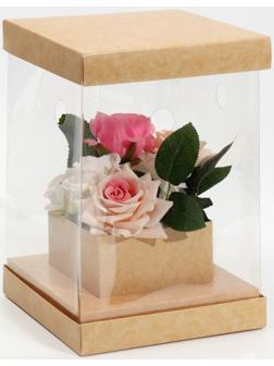 Коробка для цветов с вазой и PVC окнами складная «Крафт», 16 х 23 х 16 см