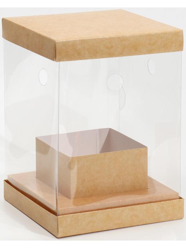 Коробка для цветов с вазой и PVC окнами складная «Крафт», 16 х 23 х 16 см