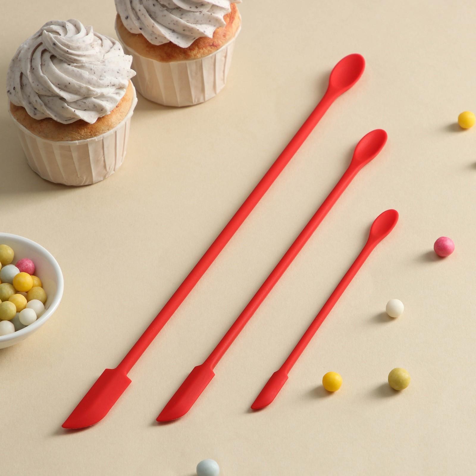 Набор лопаток «Петит», 3 шт, 30×3×0,5 см, цвет красный