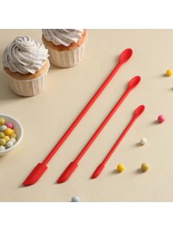 Набор лопаток «Петит», 3 шт, 30×3×0,5 см, цвет красный