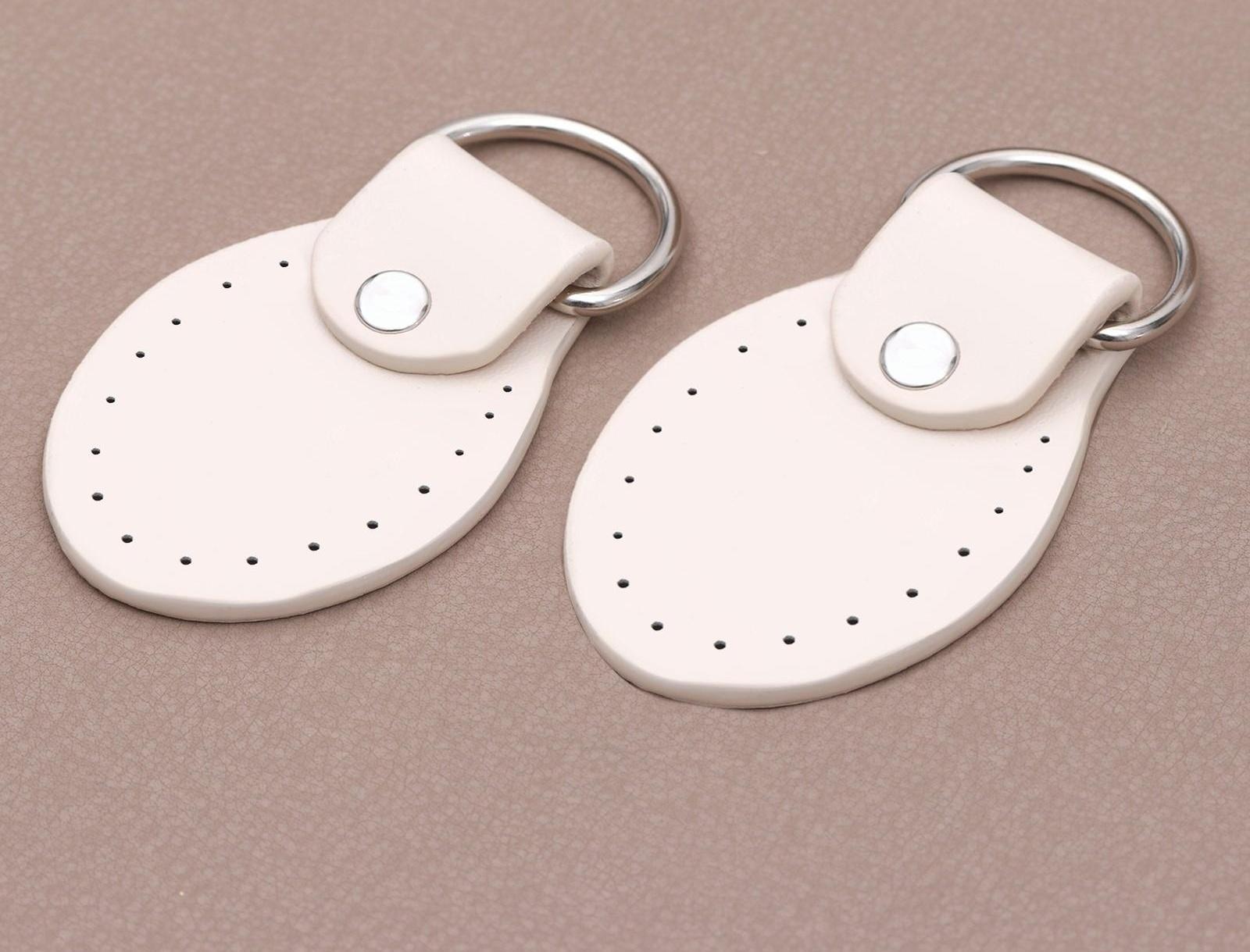 Петля пришивная для сумки, с полукольцом, пара, 8 × 4,5 см, цвет молочный/серебряный