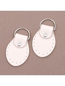 Петля пришивная для сумки, с полукольцом, пара, 8 × 4,5 см, цвет молочный/серебряный