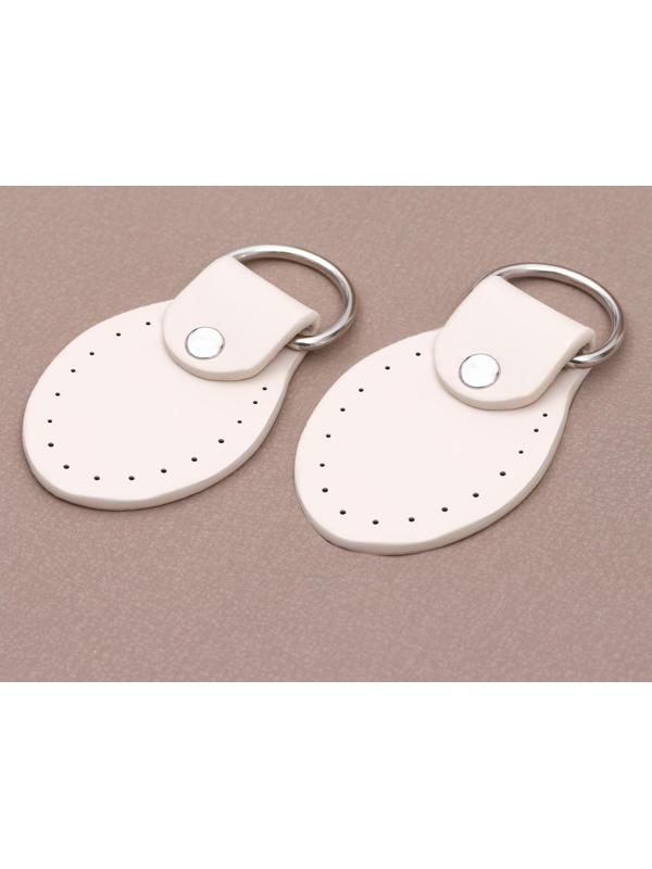 Петля пришивная для сумки, с полукольцом, пара, 8 × 4,5 см, цвет молочный/серебряный