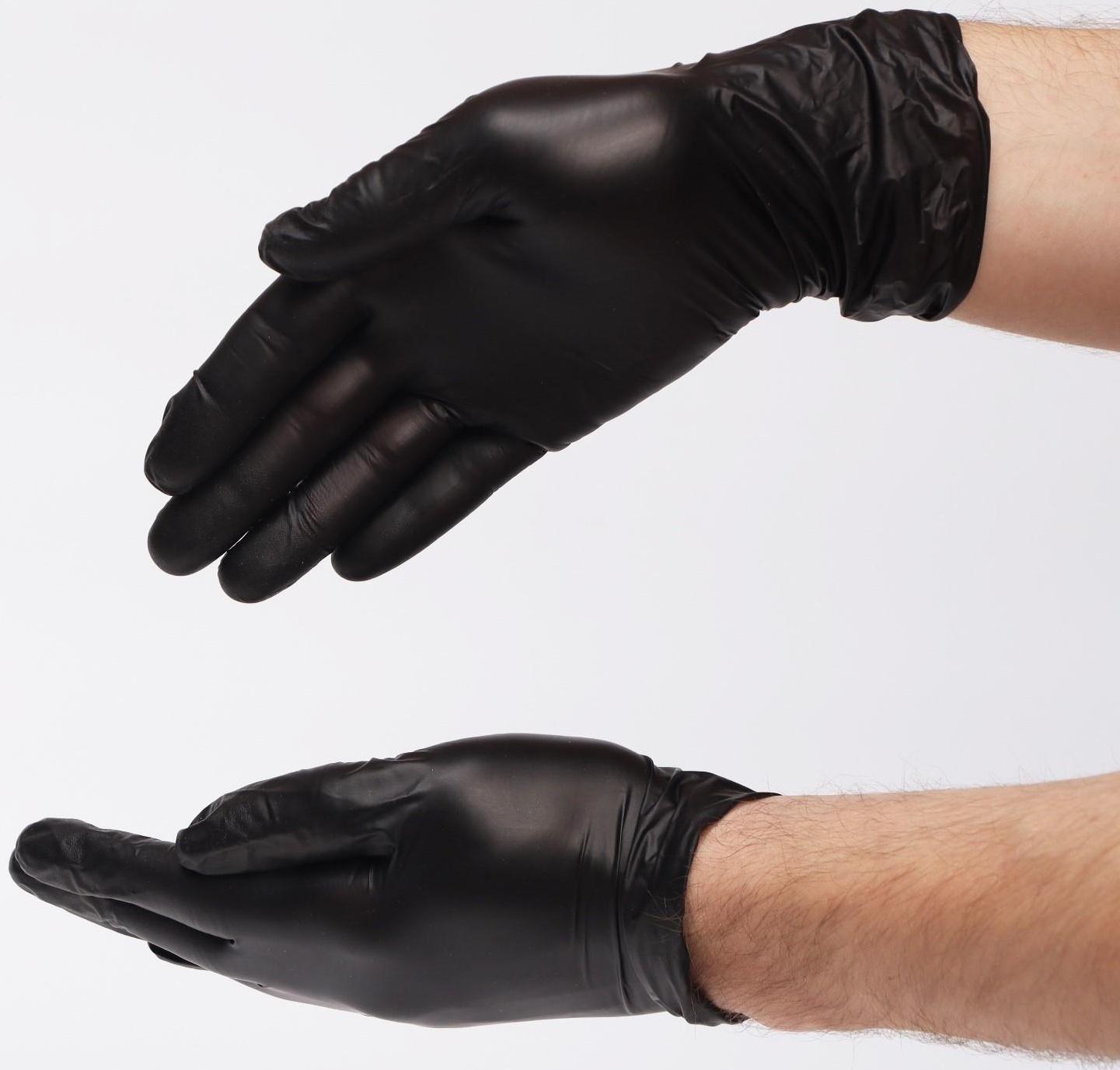Перчатки виниловые неопудренные нестерильные L, 50 пар, черные, цена за 1 пару