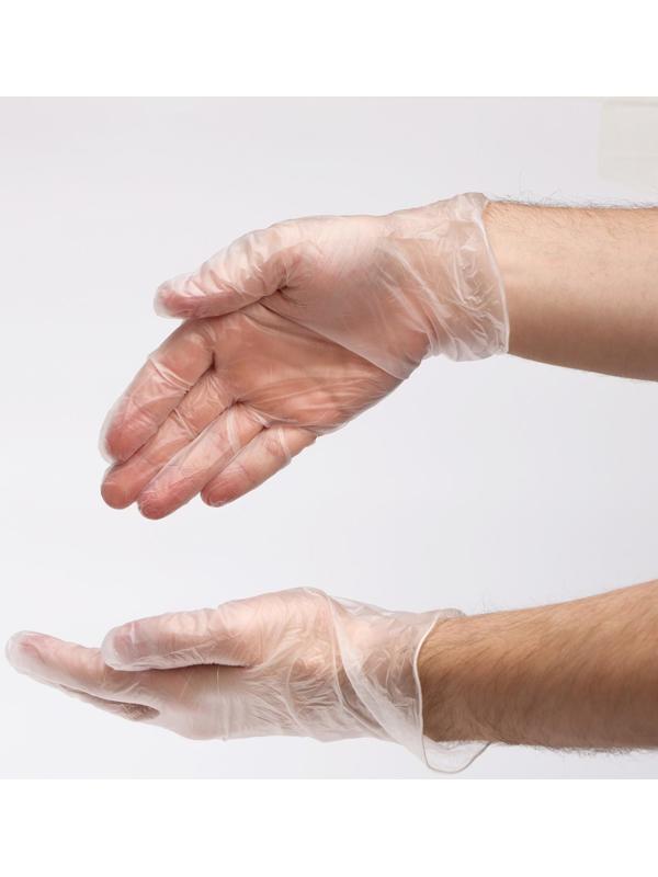 Перчатки виниловые, неопудренные, нестерильные, размер L, 50 пар, прозрачные