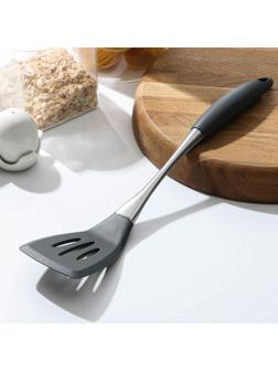 Лопатка с прорезями Доляна «Дождь», 35,5×7,7 см, цвет серый