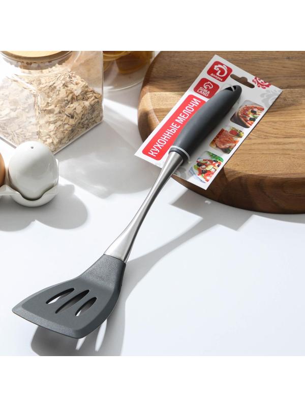 Лопатка с прорезями Доляна «Дождь», 35,5×7,7 см, цвет серый