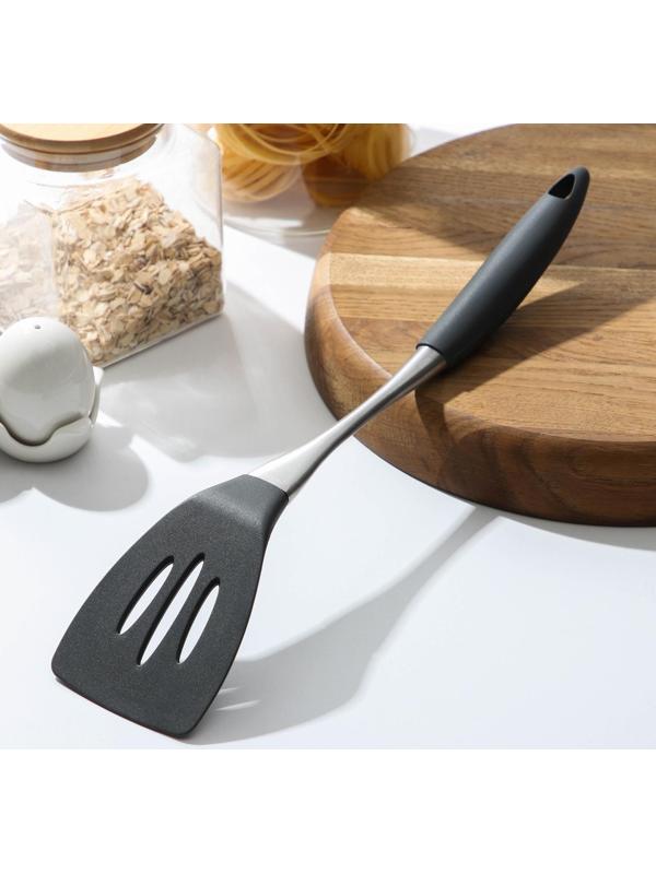 Лопатка с прорезями Доляна «Дождь», 35,5×7,7 см, цвет серый