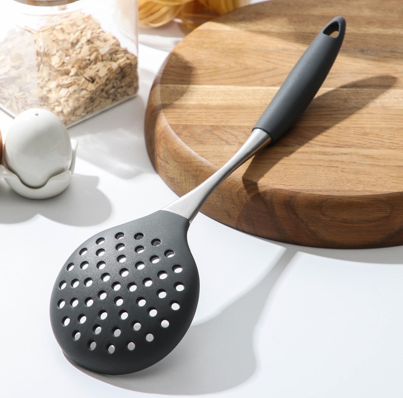 Шумовка Доляна «Дождь», 36 см, цвет серый