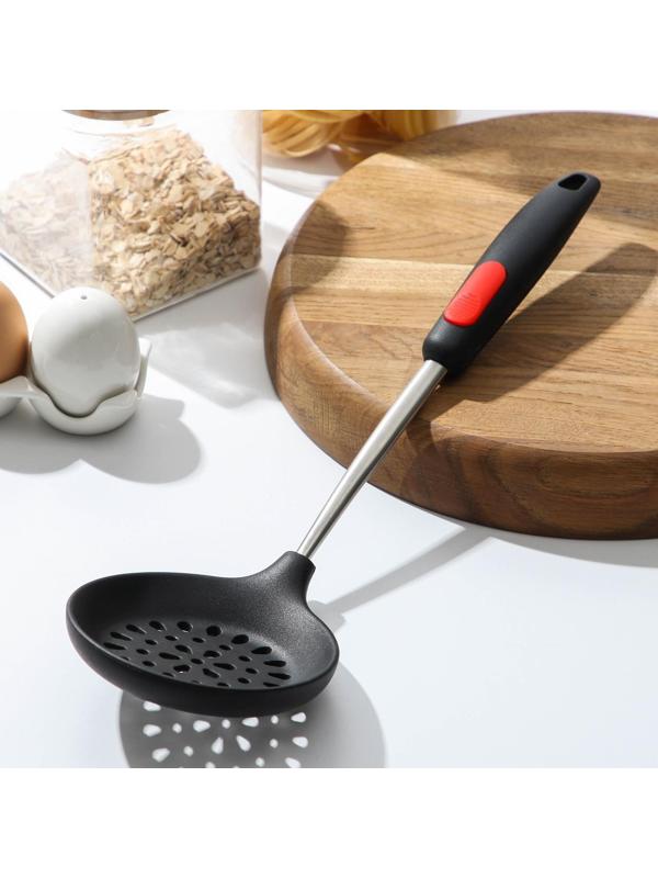 Шумовка Доляна «Чили», 37,5 см, цвет чёрно-красный