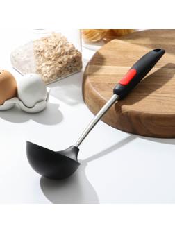 Половник Доляна «Чили», 34 см, 100 мл, цвет чёрно-красный