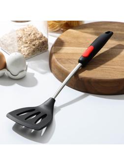 Лопатка с прорезями Доляна «Чили», 37,5×9,5 см, цвет чёрно-красный