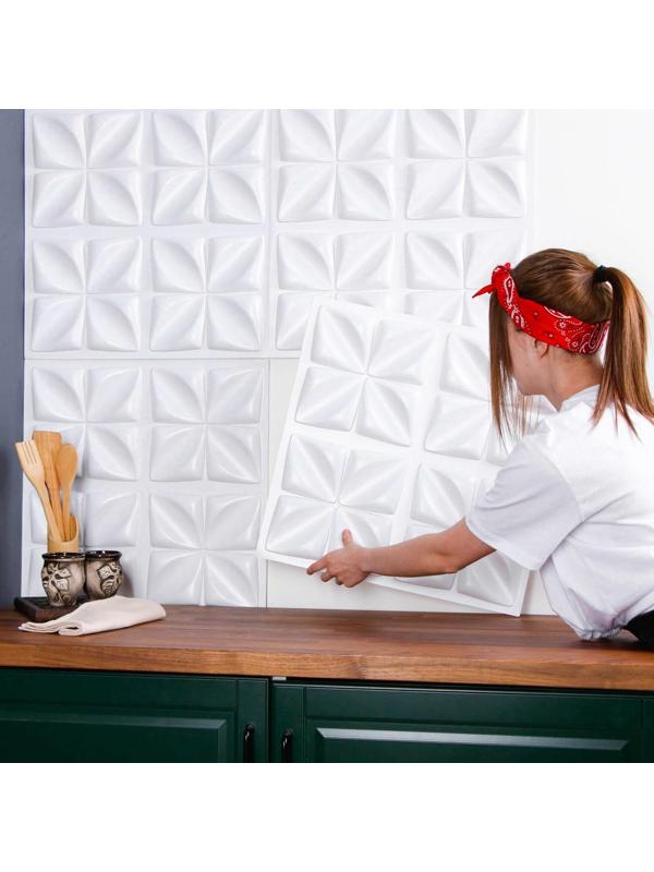 Панель ПВХ отделочная 50*50см белая 