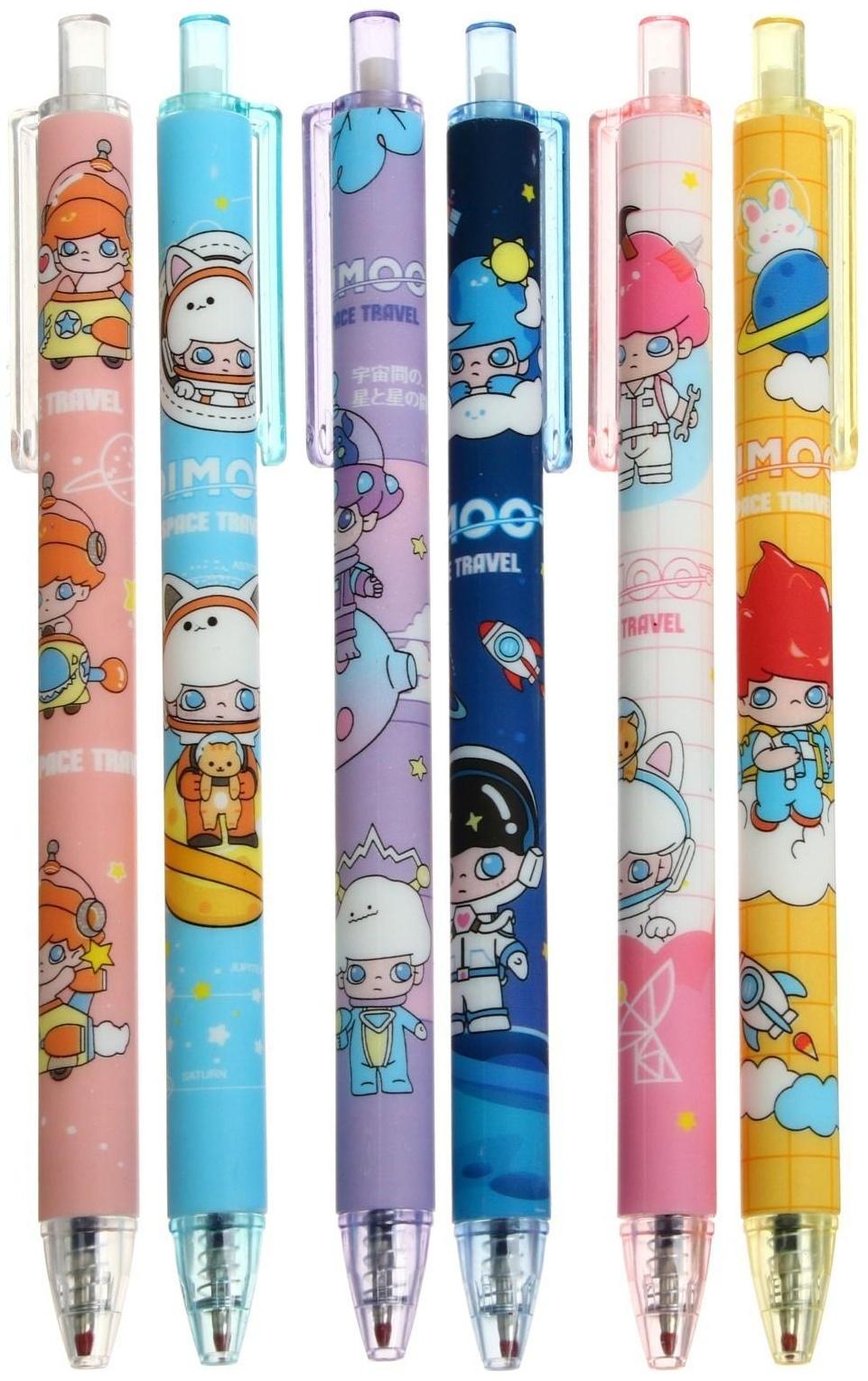 Ручка гелевая, автоматическая 0.5 мм, стержень синий, корпус с рисунком, МИКС (штрихкод на штуке)