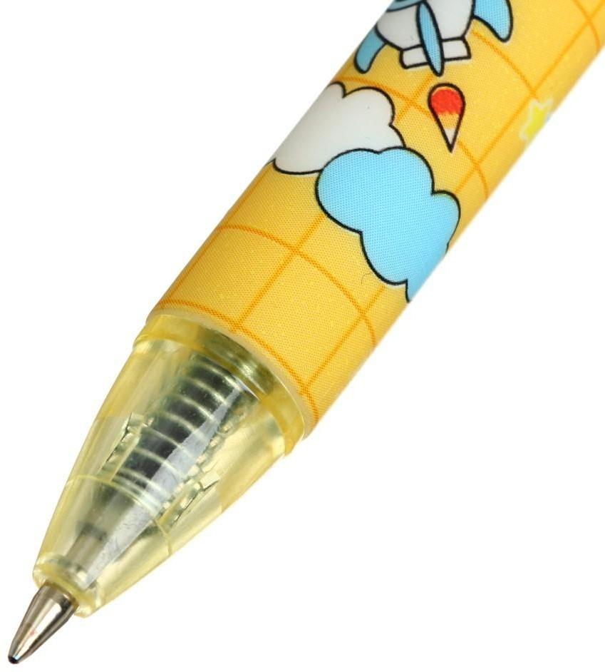 Ручка гелевая, автоматическая 0.5 мм, стержень синий, корпус с рисунком, МИКС (штрихкод на штуке)