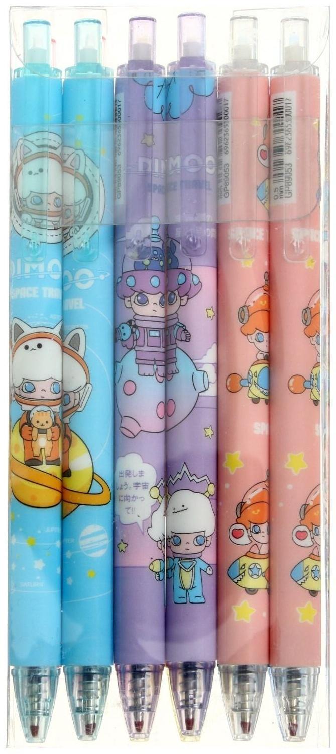 Ручка гелевая, автоматическая 0.5 мм, стержень синий, корпус с рисунком, МИКС (штрихкод на штуке)