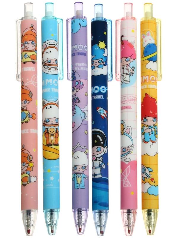 Ручка гелевая, автоматическая 0.5 мм, стержень синий, корпус с рисунком, МИКС (штрихкод на штуке)