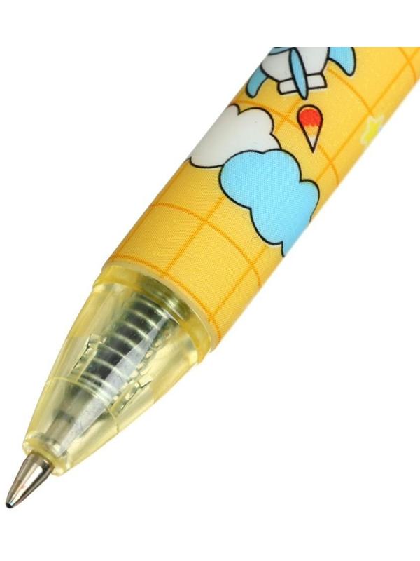 Ручка гелевая, автоматическая 0.5 мм, стержень синий, корпус с рисунком, МИКС (штрихкод на штуке)