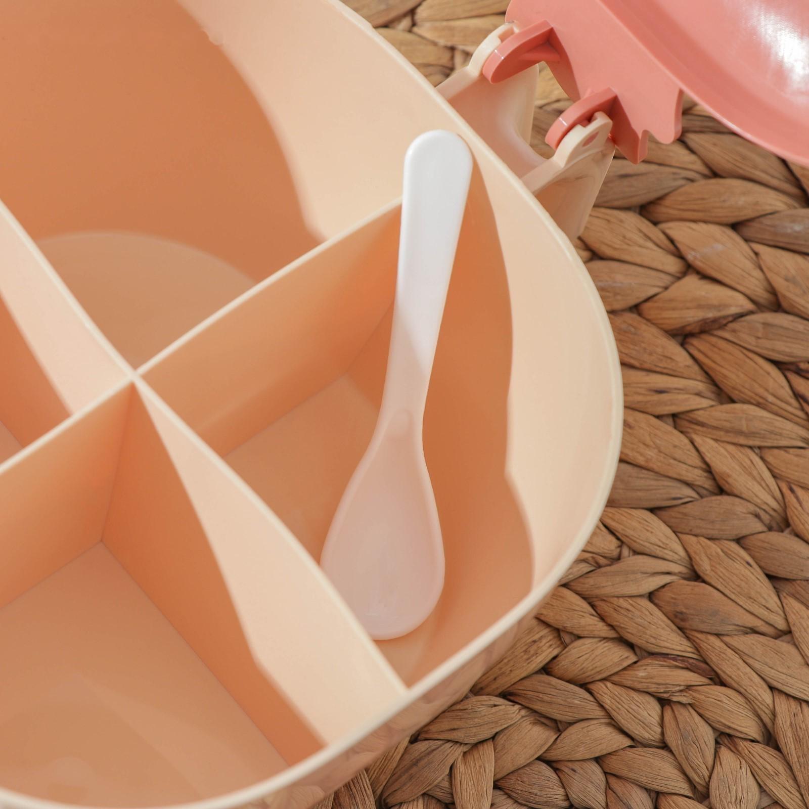 Банка пластиковая для сыпучих продуктов «Ананас», 4 отделения, с ложками, 16,5×14×9 см, цвет МИКС