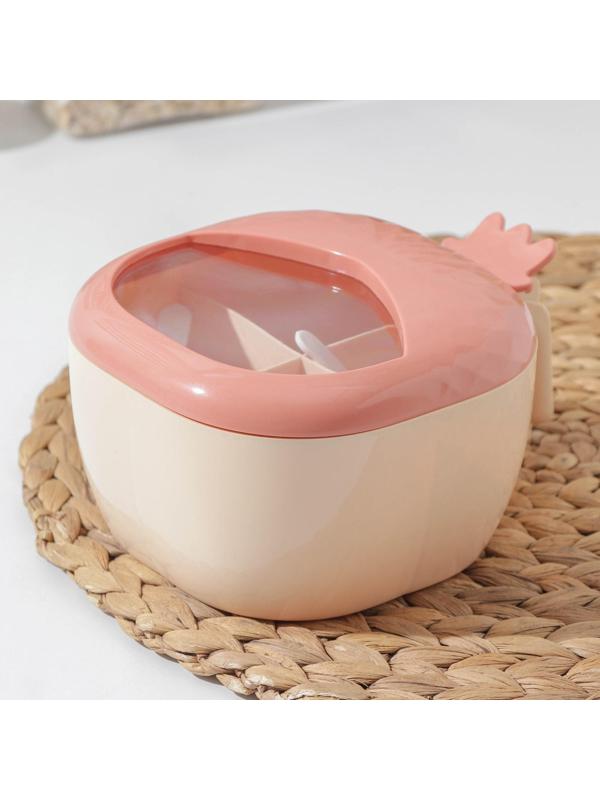 Банка пластиковая для сыпучих продуктов «Ананас», 4 отделения, с ложками, 16,5×14×9 см, цвет МИКС