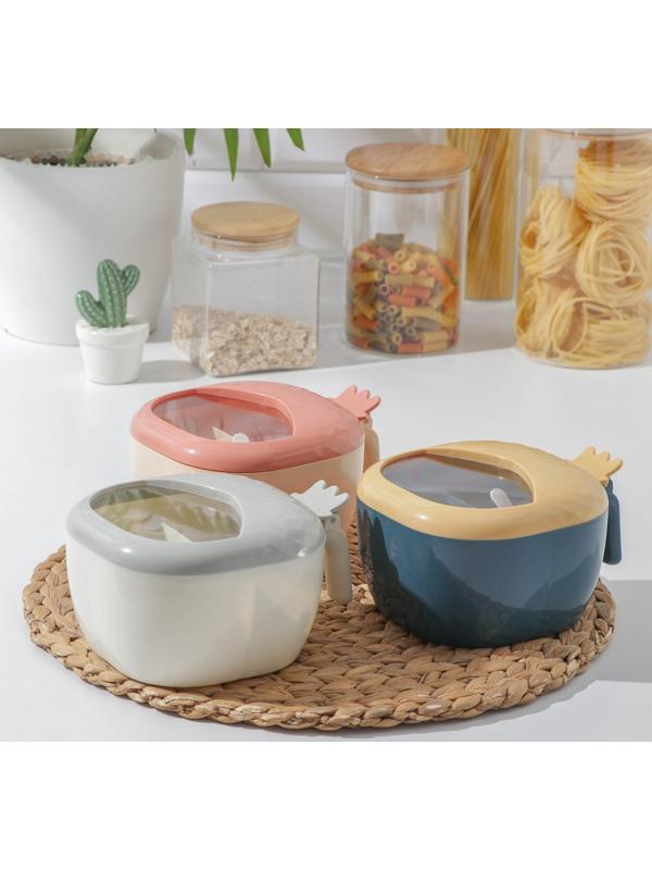 Банка пластиковая для сыпучих продуктов «Ананас», 4 отделения, с ложками, 16,5×14×9 см, цвет МИКС