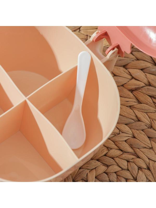 Банка пластиковая для сыпучих продуктов «Ананас», 4 отделения, с ложками, 16,5×14×9 см, цвет МИКС