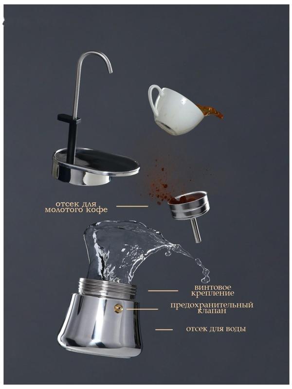 Кофеварка гейзерная Magistro Semi, на 6 чашек, 300 мл, нержавеющая сталь