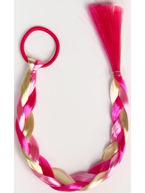 Цветная прядь-косичка на резинке 