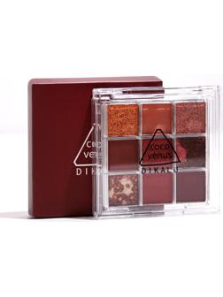 Набор теней для век c глиттером 9 цветов