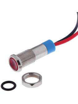 Светодиод, 12 В, 7,8 ×16,5 мм, посадочный d=6 мм, красный