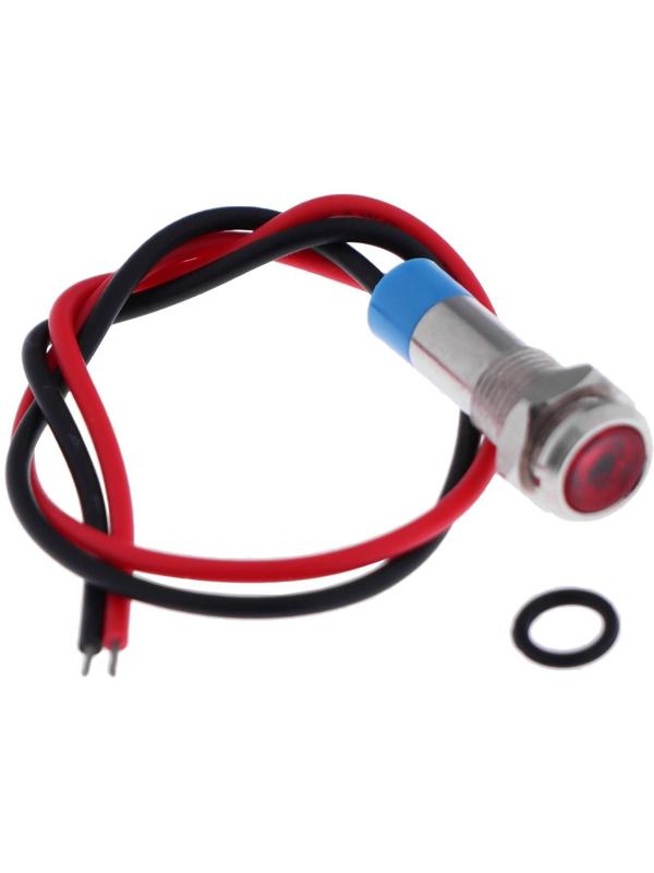 Светодиод, 12 В, 7,8 ×16,5 мм, посадочный d=6 мм, красный