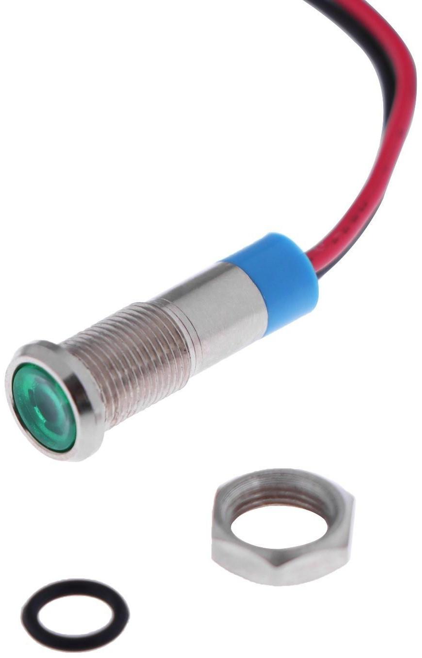 Светодиод, 12 В, 7,8 ×16,5 мм, посадочный d=6 мм, зеленый