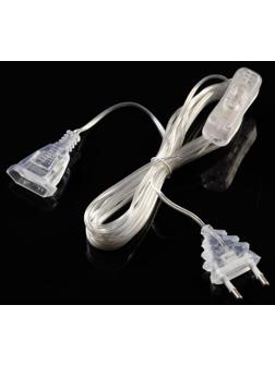 Удлинитель для комнатных гирлянд с выключателем, 5 м, прозрачная нить, УМС-вилка