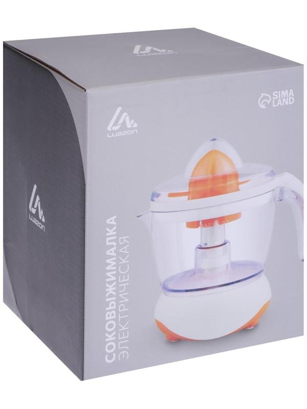 Соковыжималка Luazon LJE-001, для цитрусовых, 40 Вт, 0,7 л, бело-оранжевая