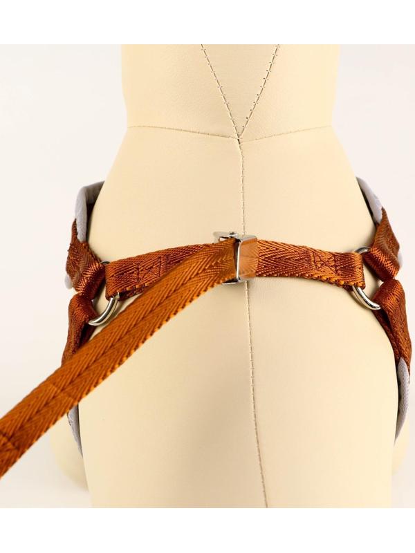 Комплект мягкая шлейка, круглый поводок 1,5 х 120 см с вертлюгом, M, ОШ 32-72 см, ОГ 32-72 см, корич