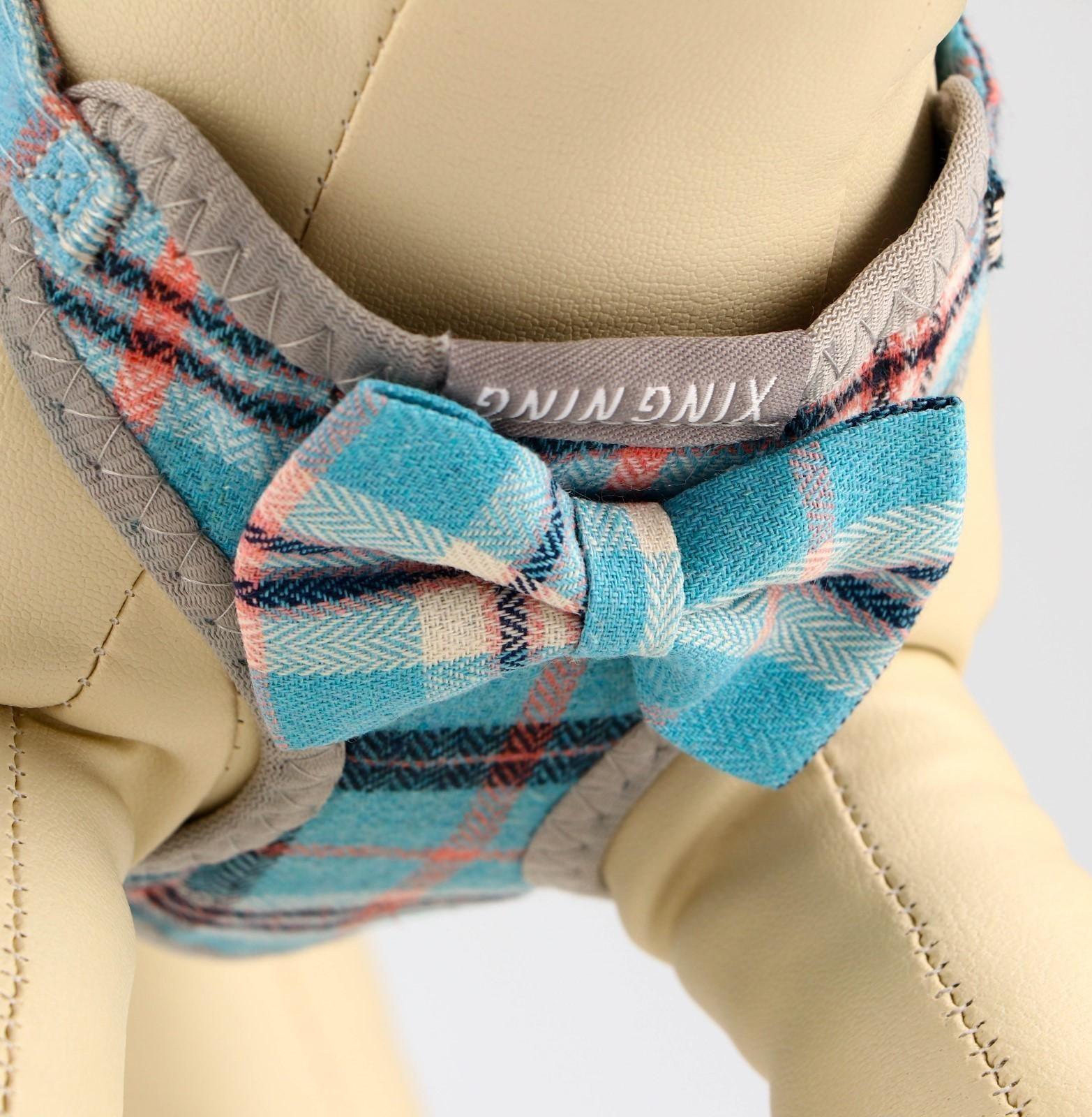 Комплект амуниции с мягкой шлейкой, 1 х 120 см, ОШ 28-54 см,ОГ 36-60 см, серо-голубая клетка