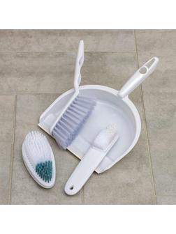 Набор для уборки, 4 предмета: совок, щётка-сметка, 2 универсальные щётки