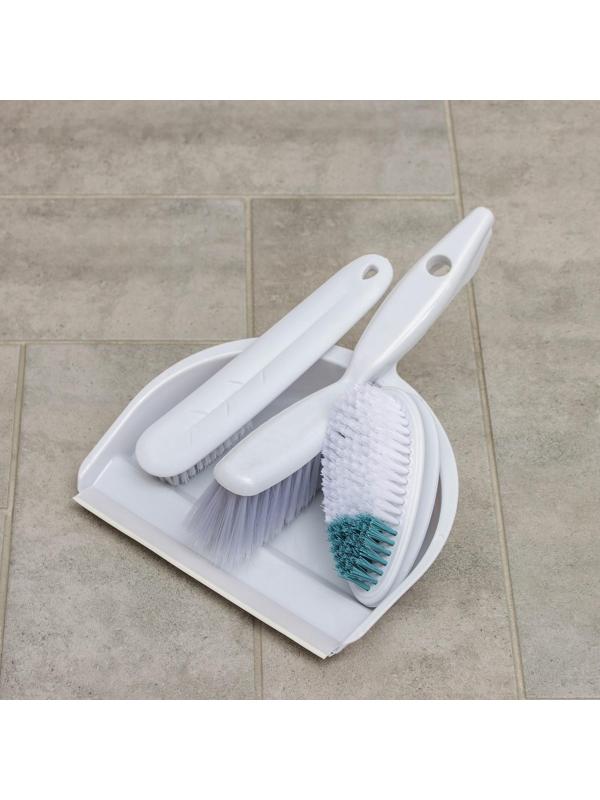 Набор для уборки, 4 предмета: совок, щётка-сметка, 2 универсальные щётки