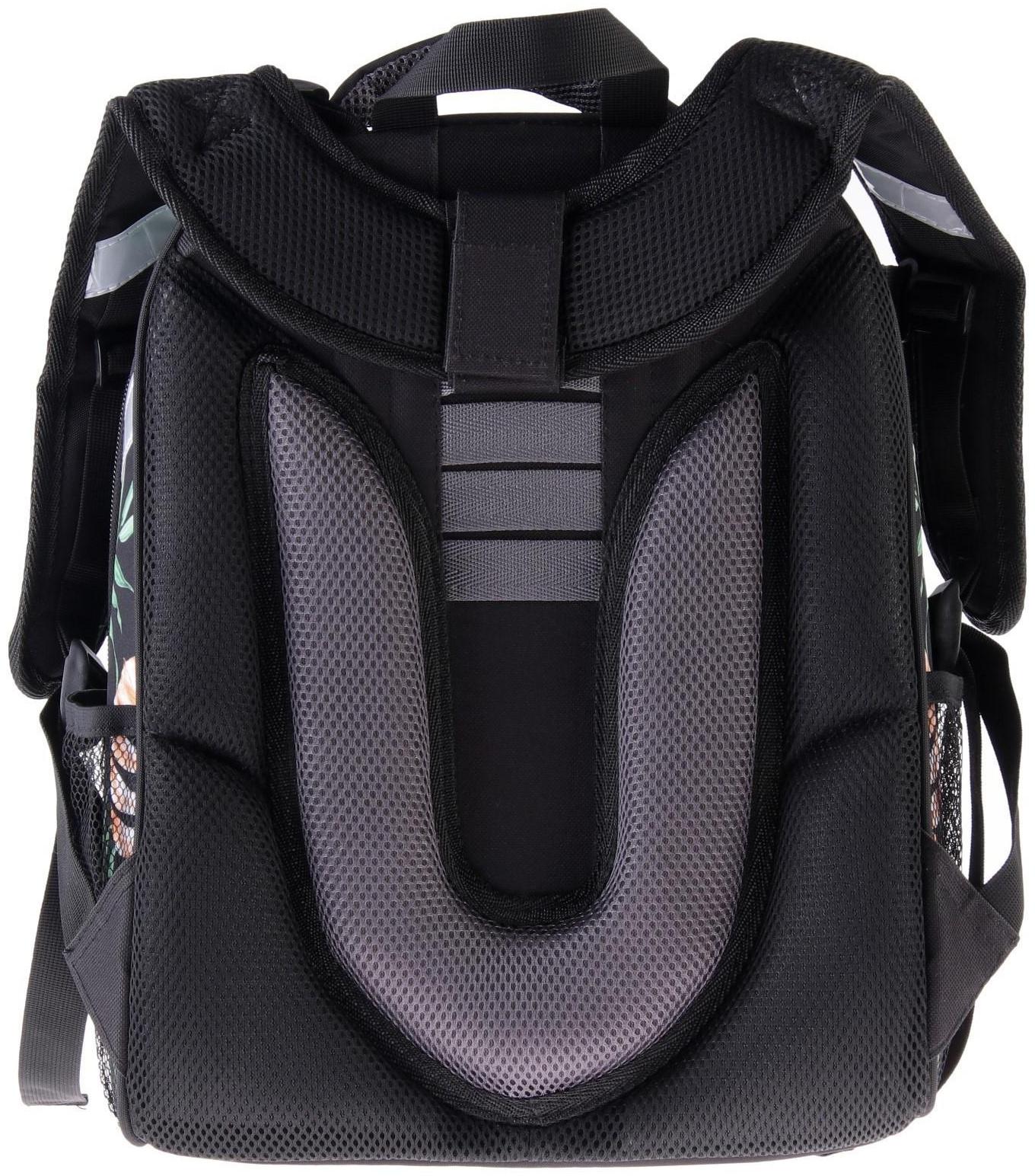 Рюкзак каркасный ArtFox STUDY, эргоном.спинка, чёрный, «Смайл» 38 х 30 х 16