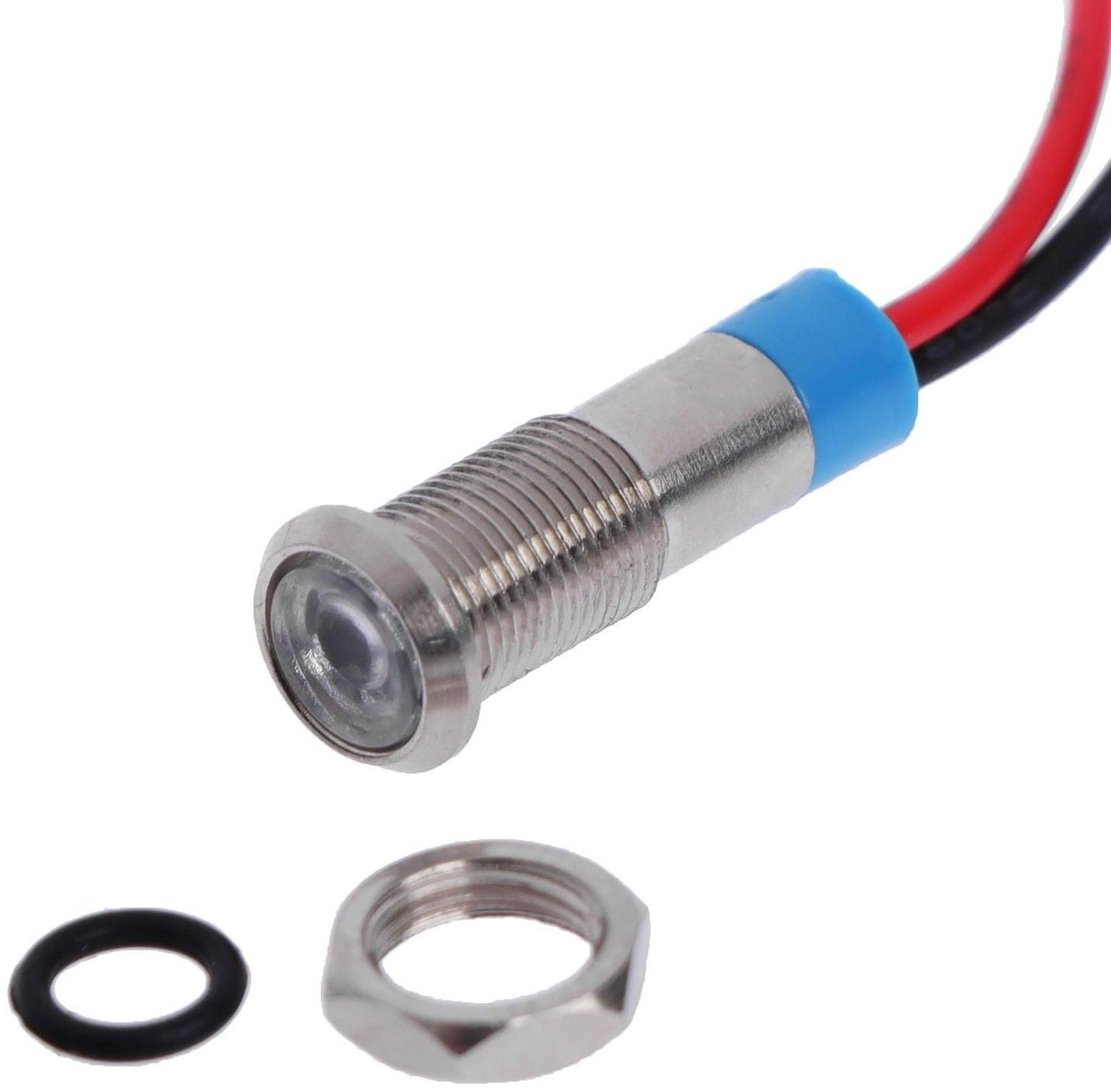 Светодиод, 12 В, 7,8 ×16,5 мм, посадочный d=6 мм, белый