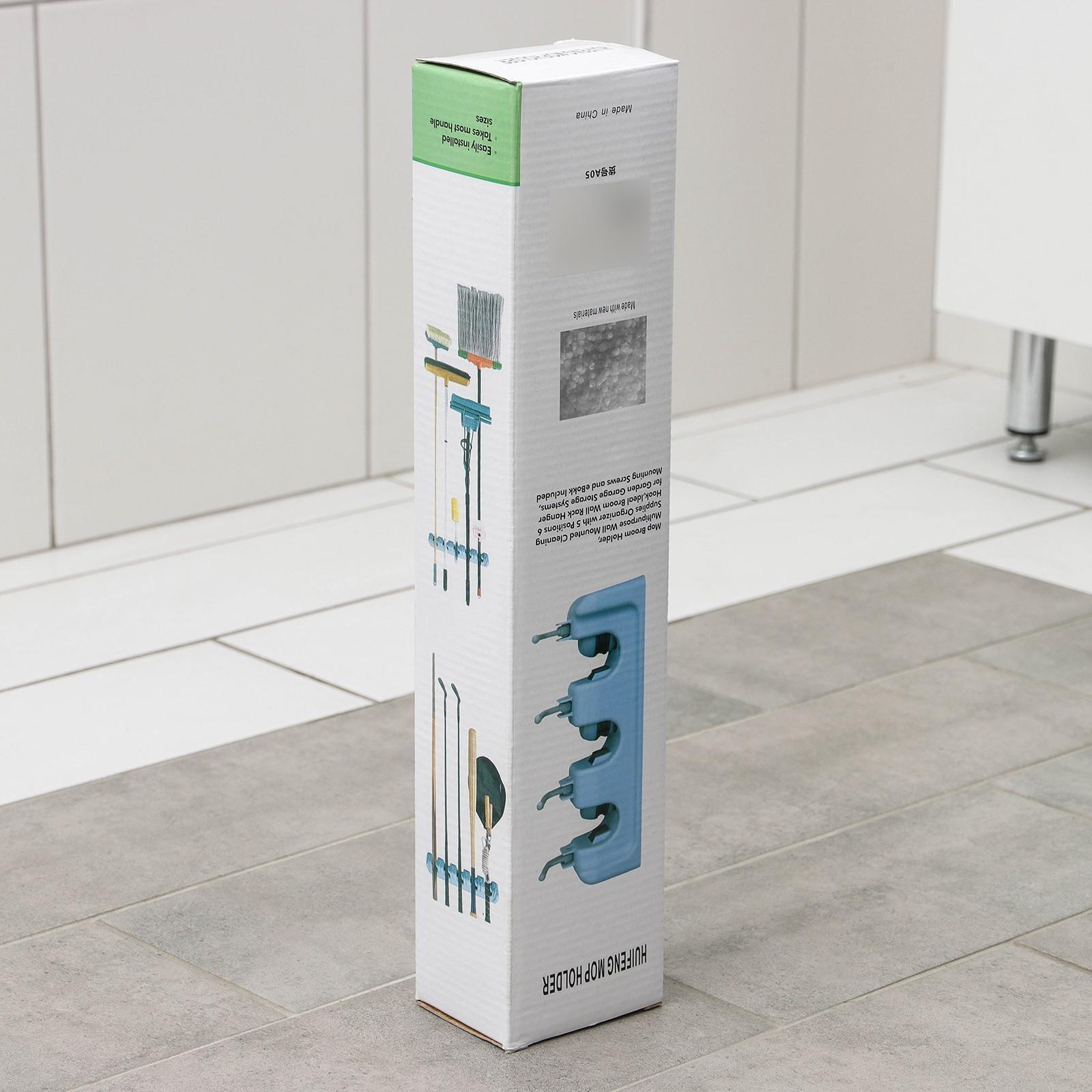 Держатель для швабр и метел с крючками, крепление саморезы, 41×8 см, 5 секций